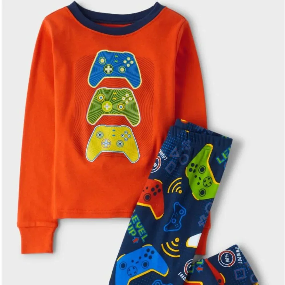 NWT The Children’s Place Boys Glow Gamer Snug Fit Cotton Pajamas Set